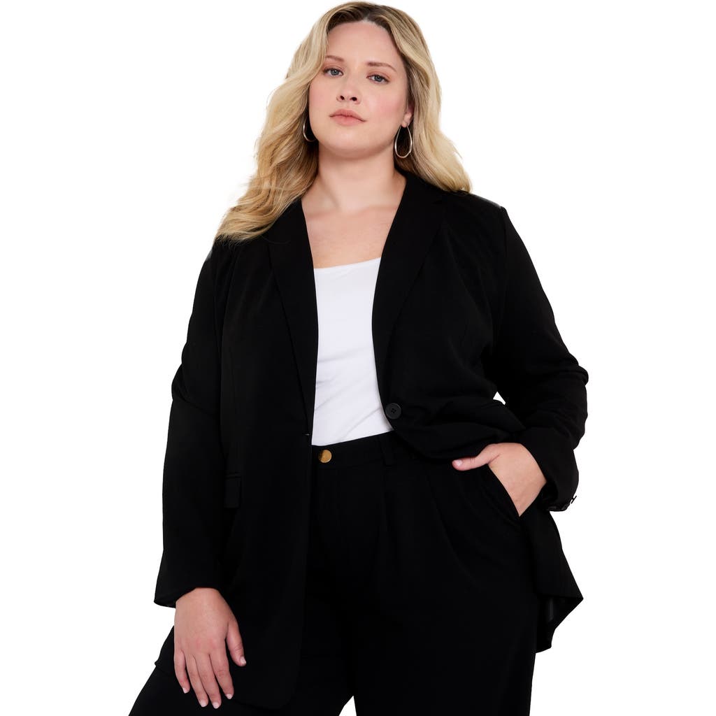 June + Vie Smooth Classic Blazer In Black