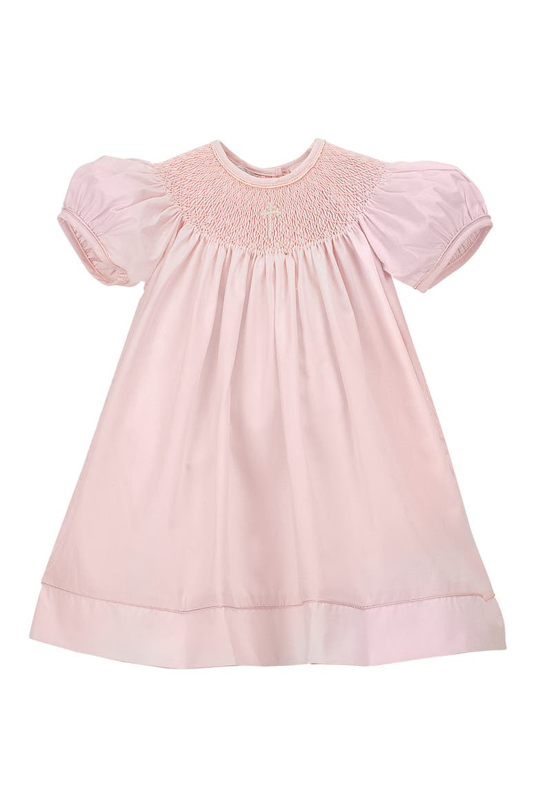 Imitation Pearl Cross Christening Gown & Bonnet Set, Alternate, color, PINK