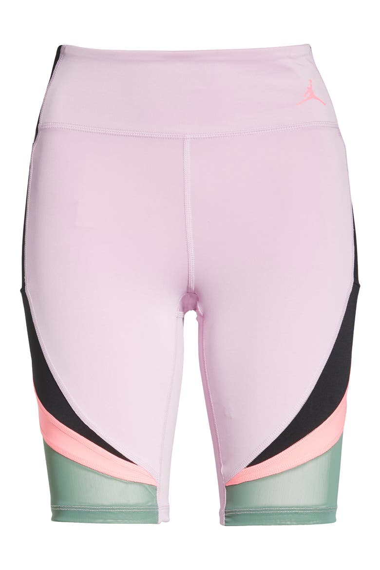 Nike Heatwave Bike Shorts, Alternate, color, ARCTIC PINK/ BLACK/ GREEN