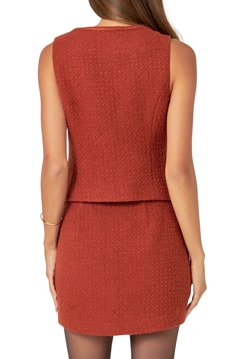 Crop Tweed Vest, Alternate, color, RUST