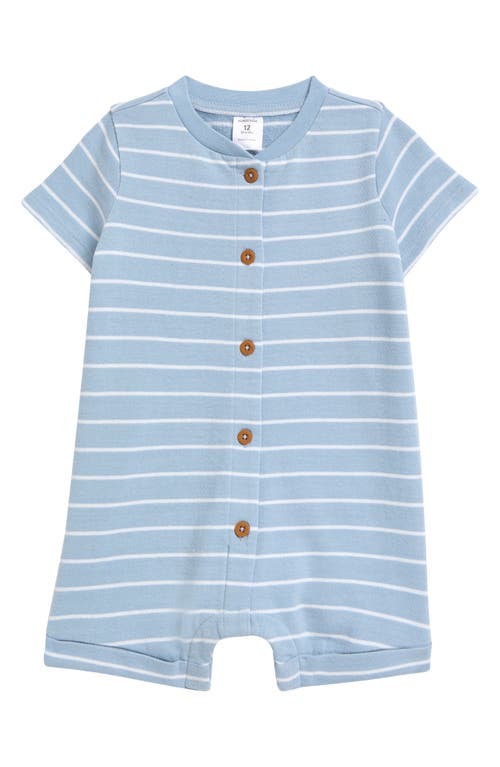 NORDSTROM NORDSTROM STRIPE BUTTON-UP COTTON FRENCH TERRY ROMPER