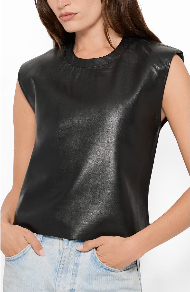 AS by DF Blaze Recycled Leather Tee, Alternate, color, Black