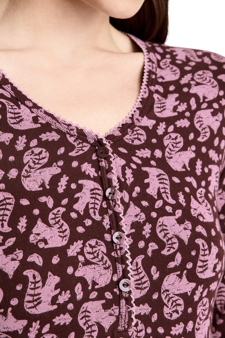 Women's Pointelle Cotton Stretch Sleep Top, Alternate, color, Critters