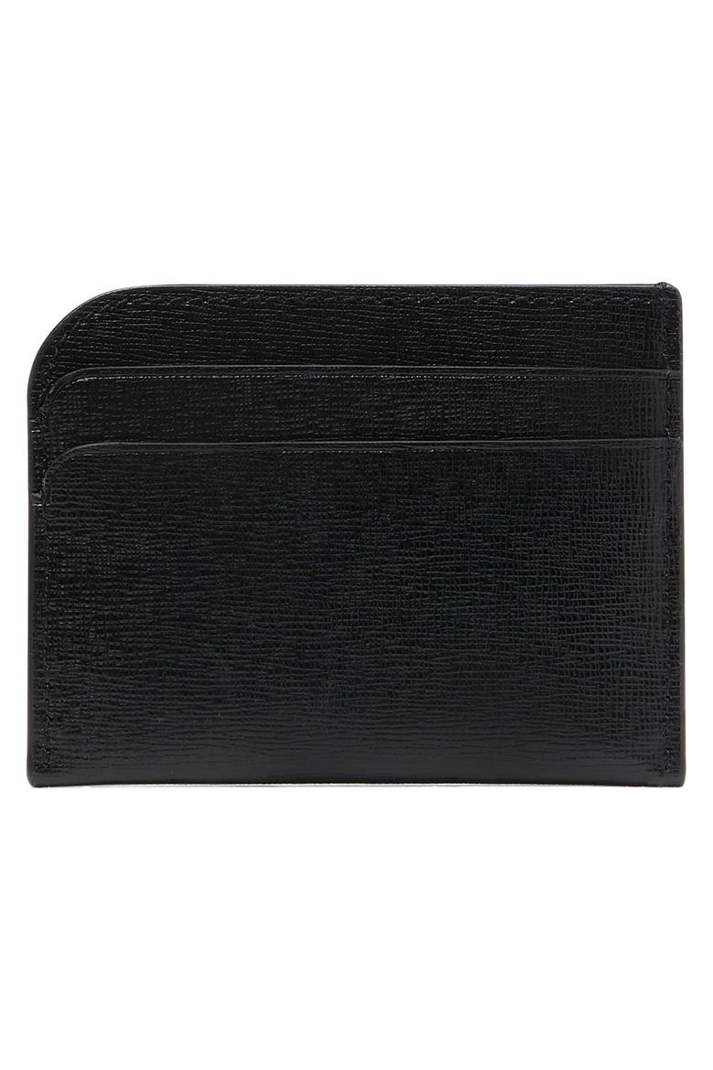 devin saffiano leather card holder, Alternate, color, BLACK