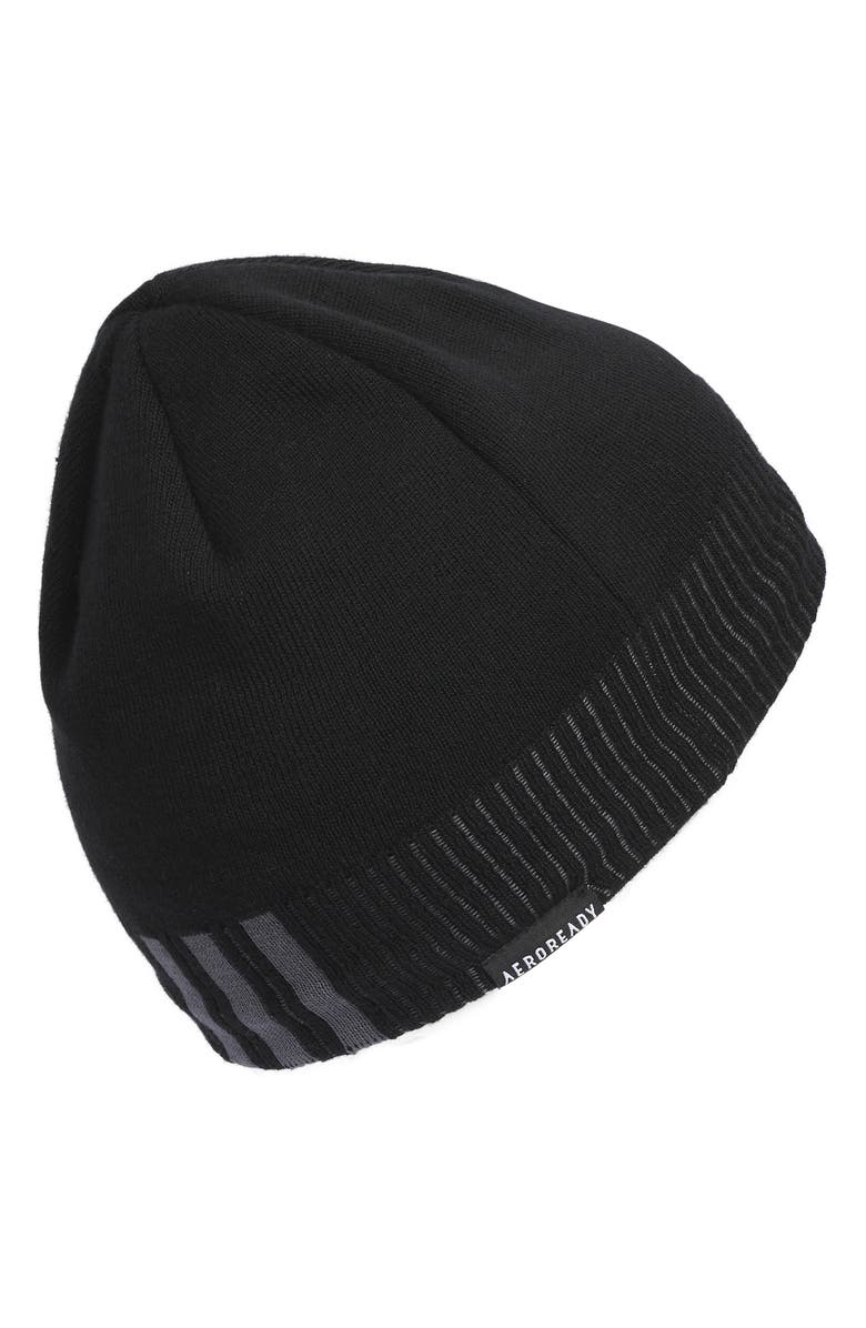 adidas Men's Creator Three Stripe Beanie, Alternate, color, Black/ Carbon Grey/Grey