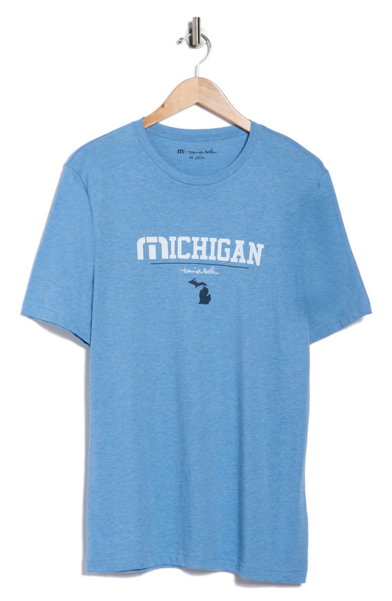 TravisMathew Michigan Graphic T-Shirt, Alternate, color, Heather Blue