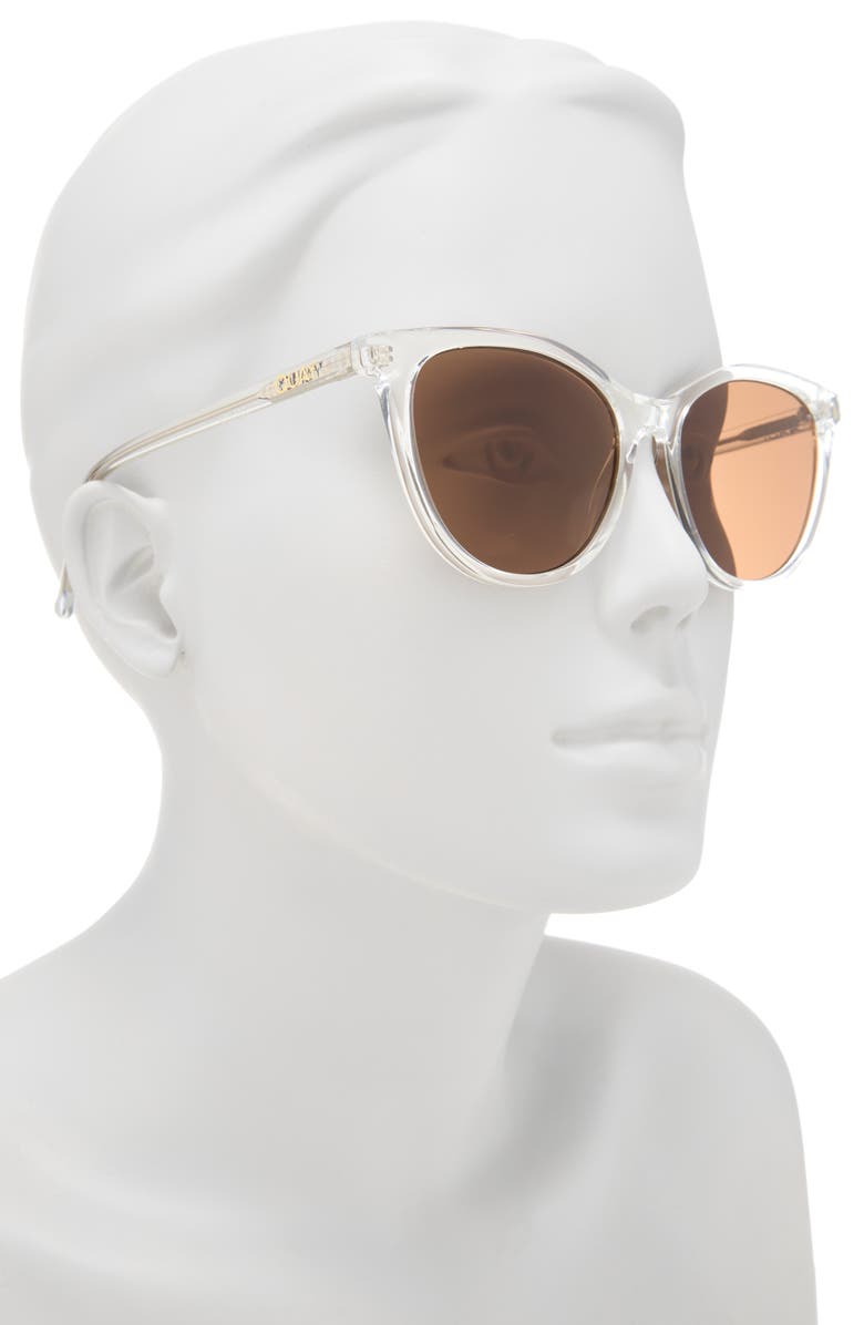 QUAY All Nighter 56mm Cat Eye Sunglasses, Alternate, color, Clear/ Brown