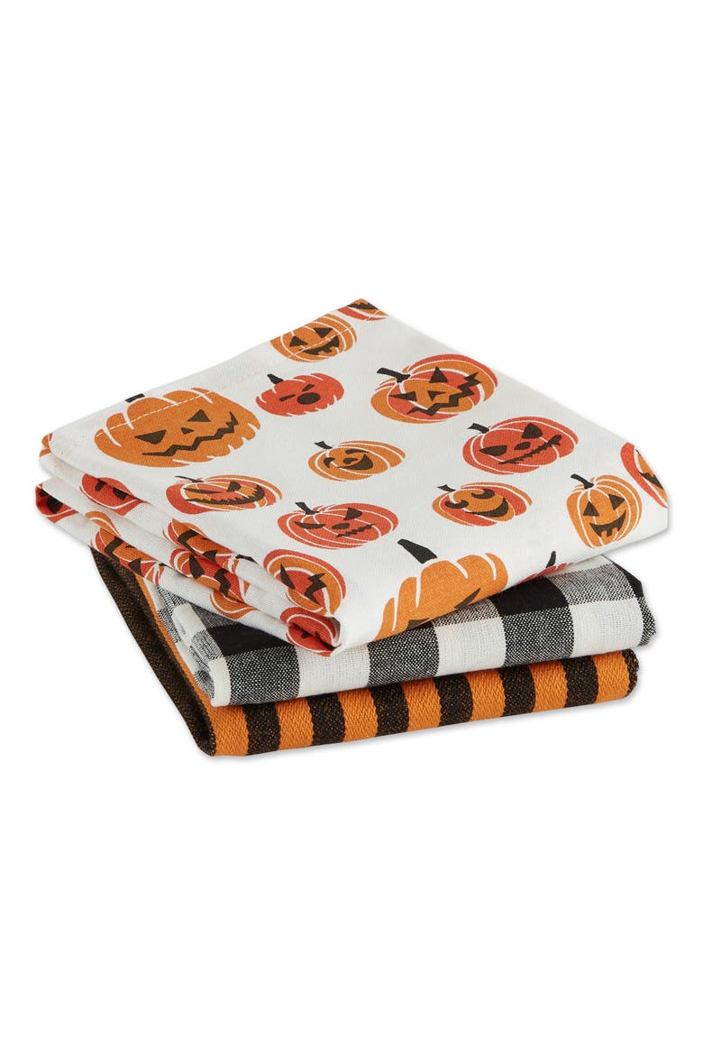 Pumpkin Faces Assorted Dishtowel Set/3, Alternate, color, Pumpkin Faces
