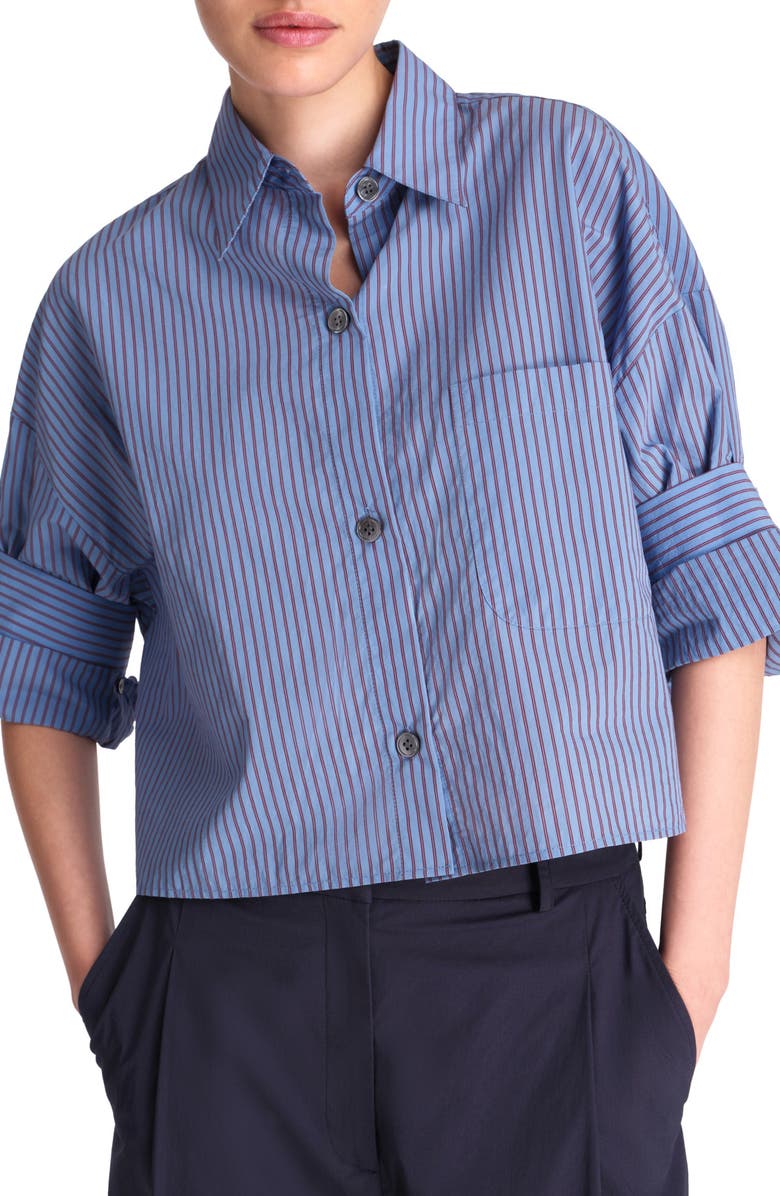 TWP Next Ex Stripe Crop Button-Up Shirt, Main, color, 