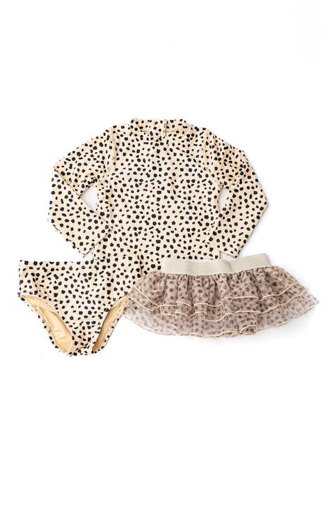 Long Sleeve Two-Piece Rashguard Swimsuit & Cover-Up Skirt Set (Baby)