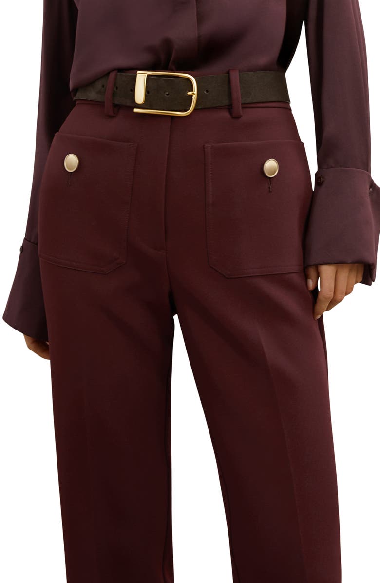 Reiss Parisa Flare Leg Pants, Alternate, color, Dark Red