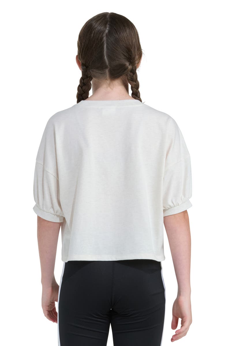 adidas Kids' Graphic Cotton Blend Puff Sleeve T-Shirt, Alternate, color, Tan Heather