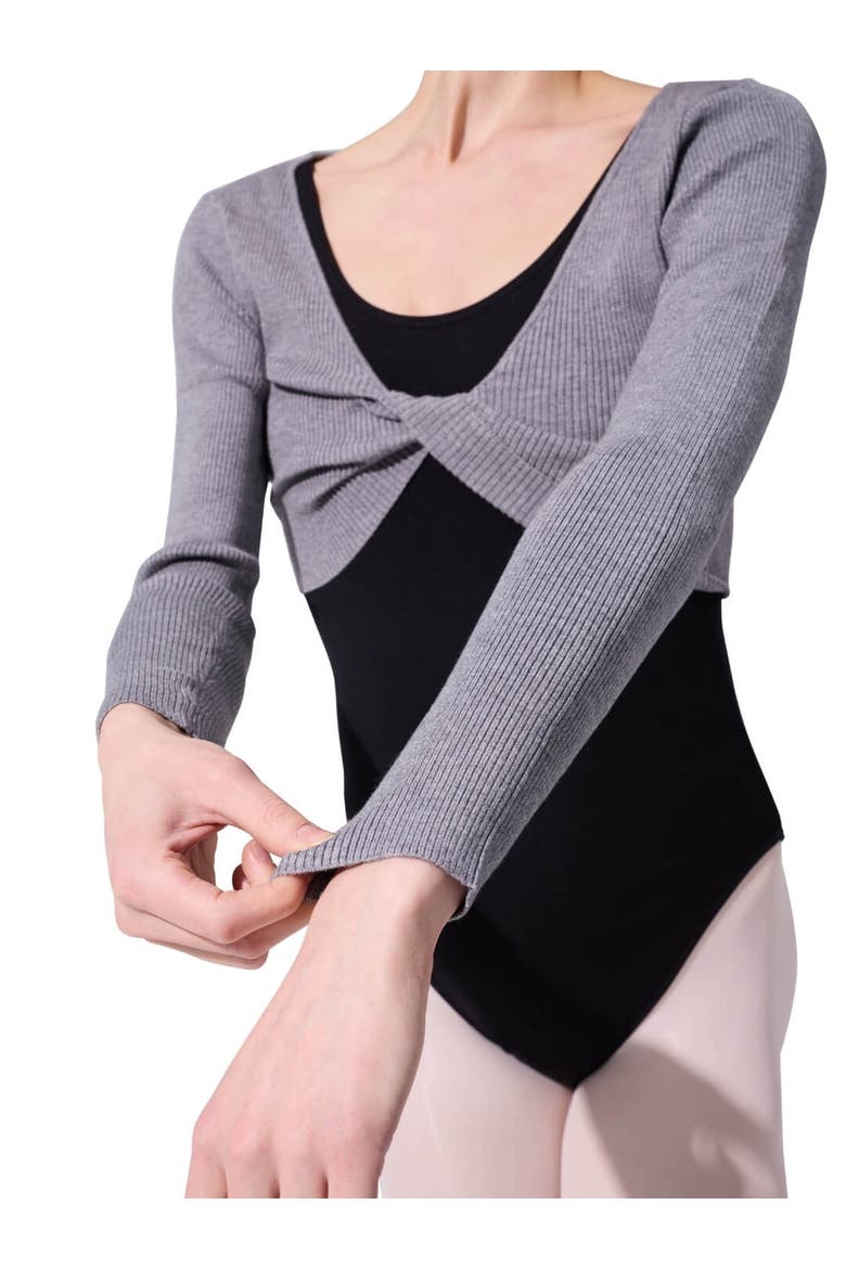 Shrug with Faux Knot, Alternate, color, medium grey
