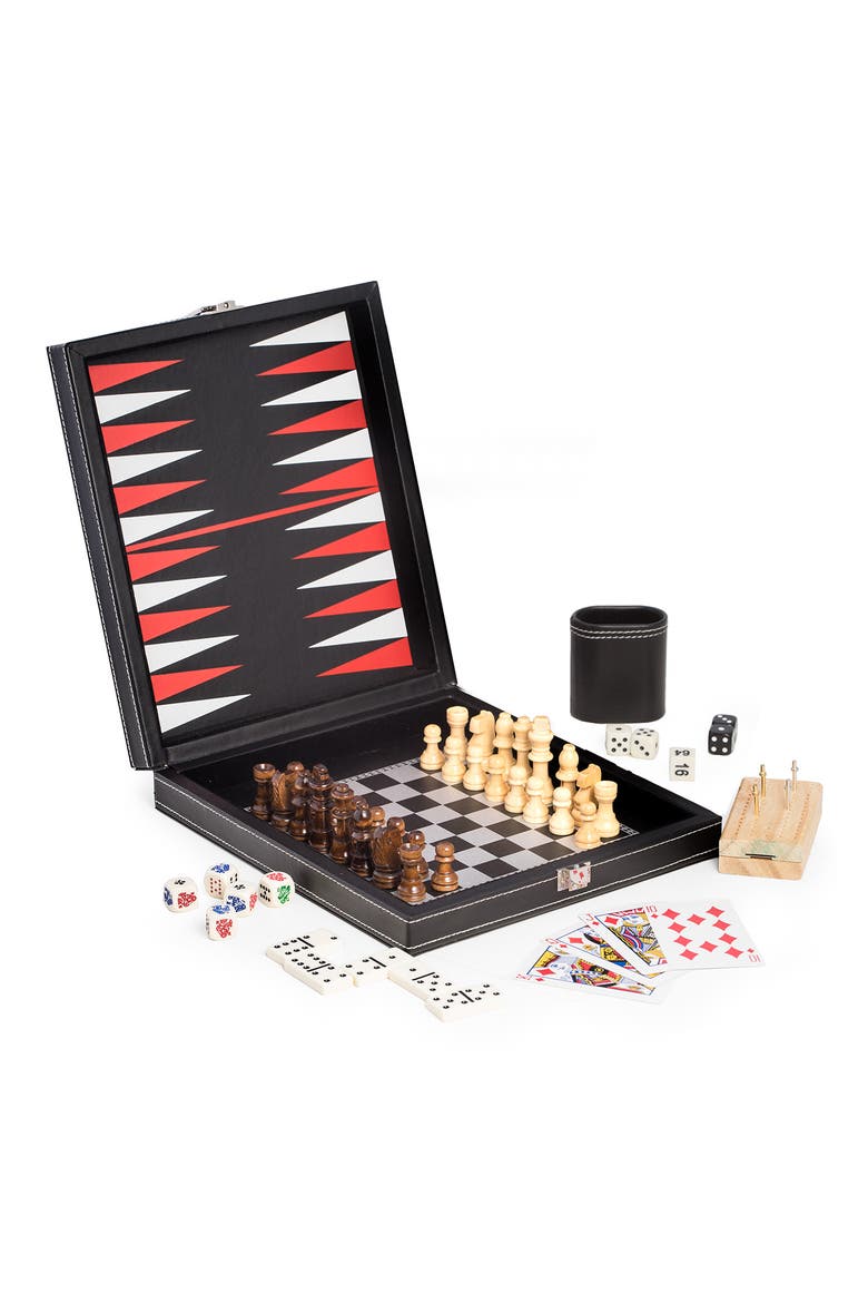 5-in-1 Portable Board Game, Main, color, BLACK