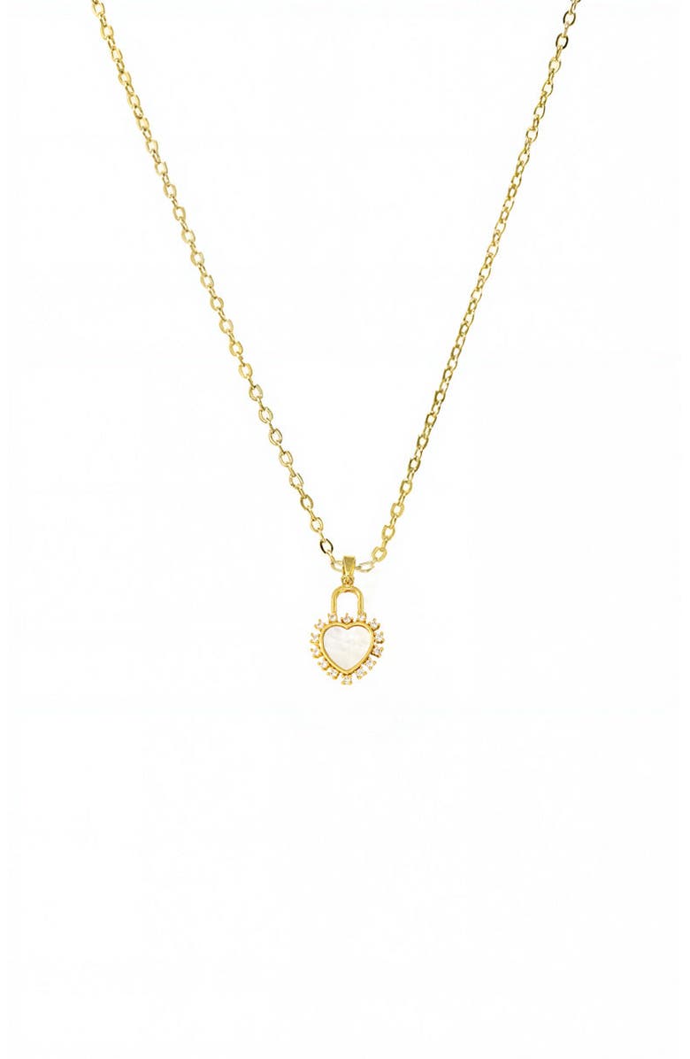 BY ADINA EDEN Pave Outline Heart Lock Charm Necklace, Main, color, 