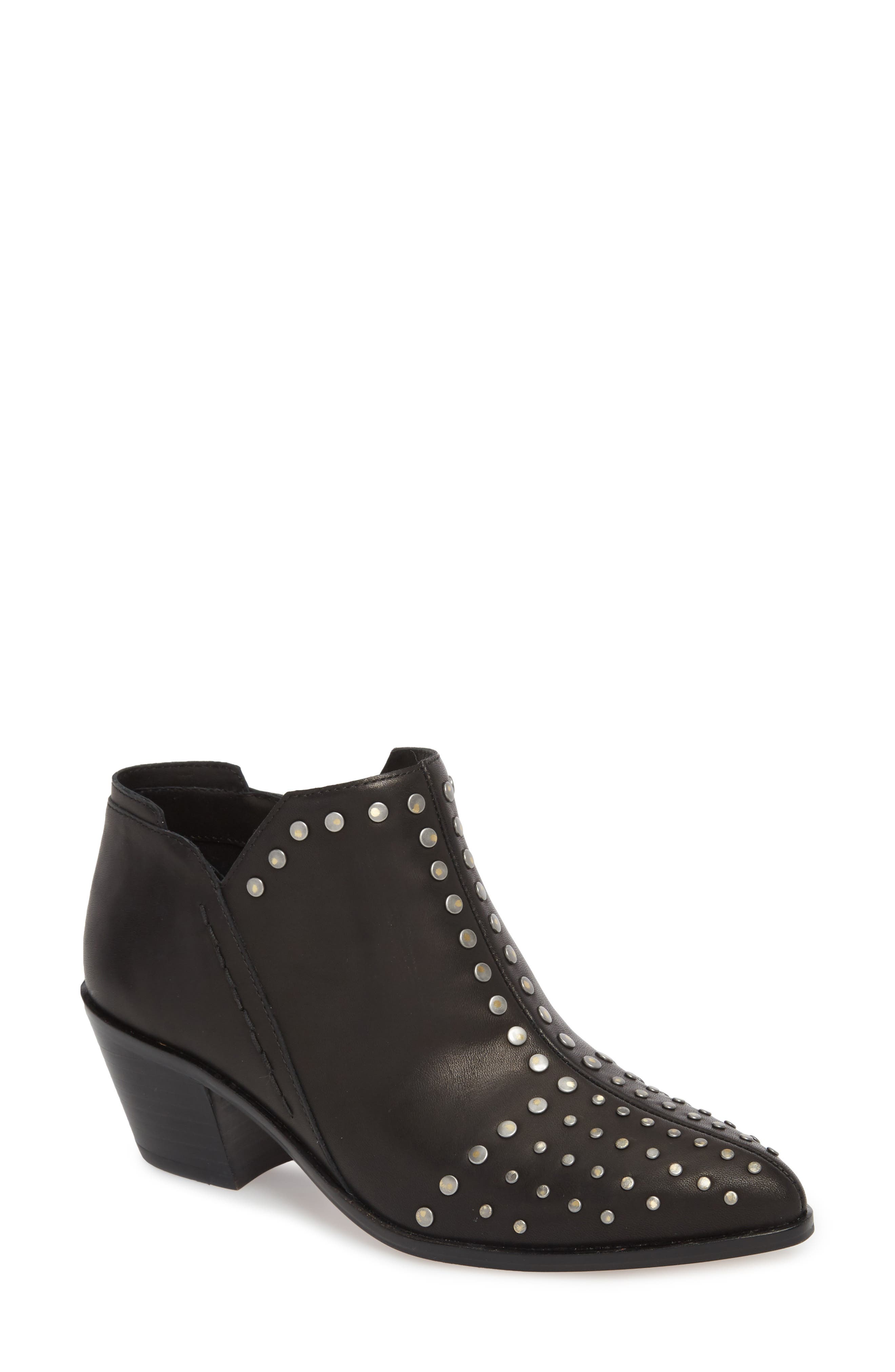 Loka Studded Bootie, Main, color, BLACK LEATHER