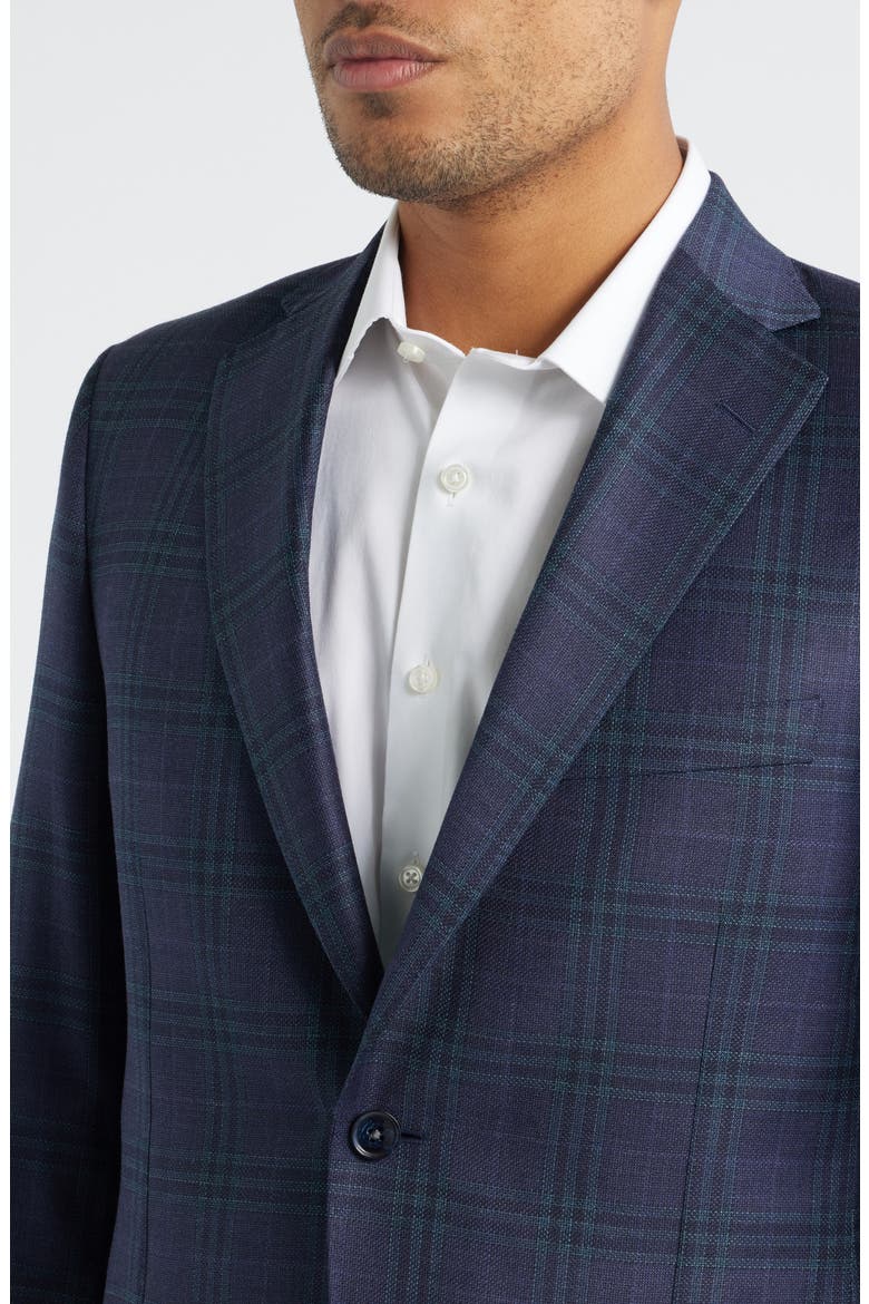 Milano Regular Fit Purple Plaid Super 130s Wool Sport Coat, Alternate, color, PURPLE