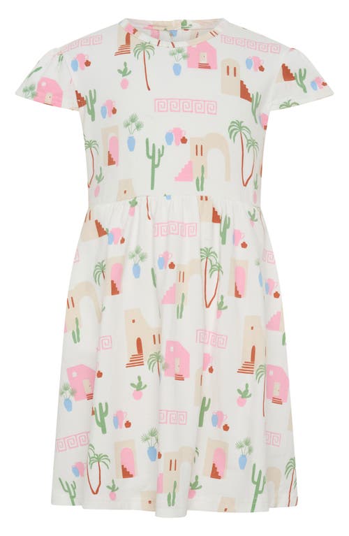 Tiny Tribe Kids' Mediterranean Print Cap Sleeve Cotton Dress