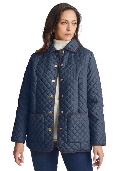 Snap-Front Quilted Coat (Plus Available)