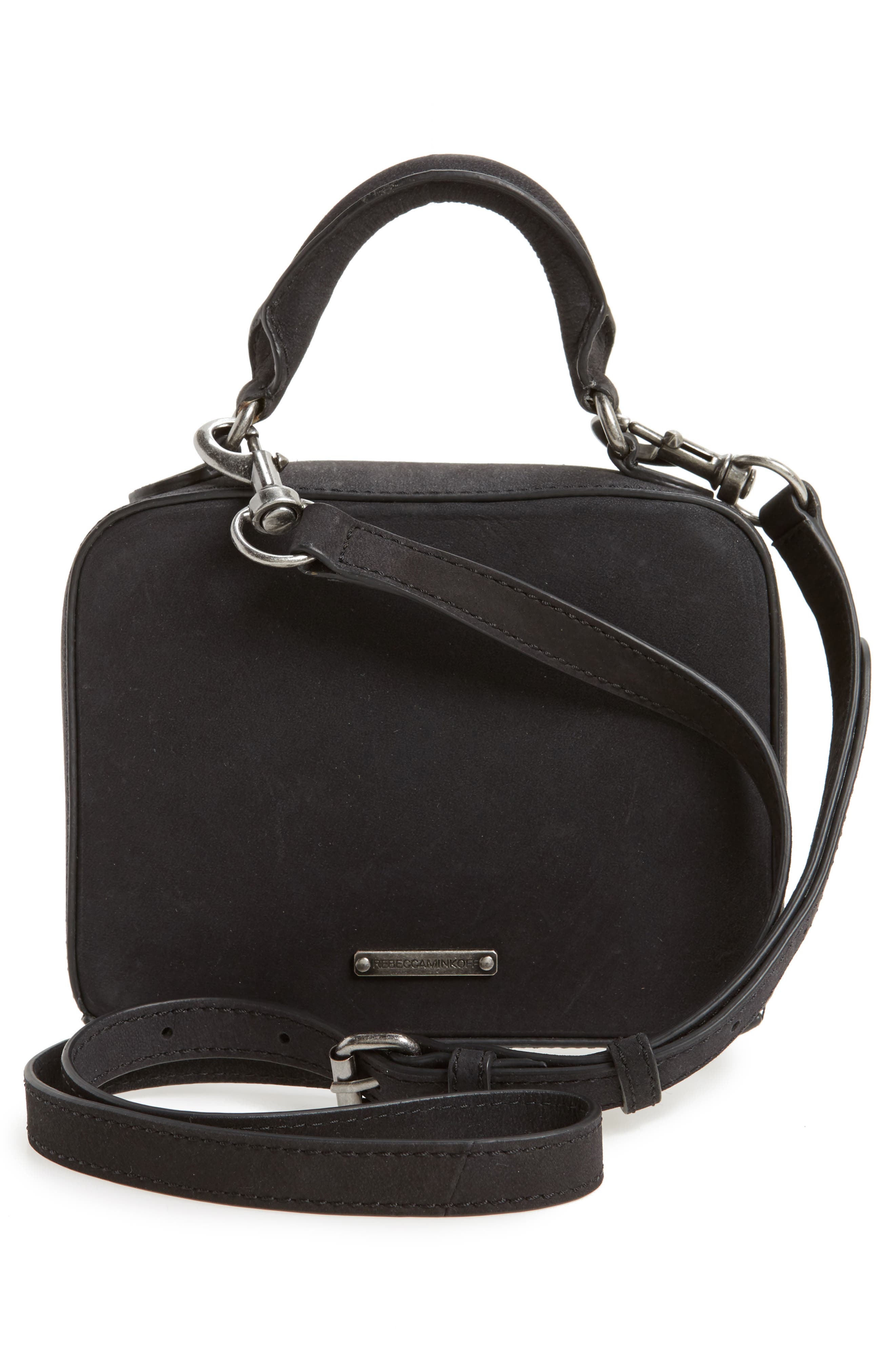 Rebecca Minkoff Embellished Box Leather Crossbody Bag, Alternate, color, 