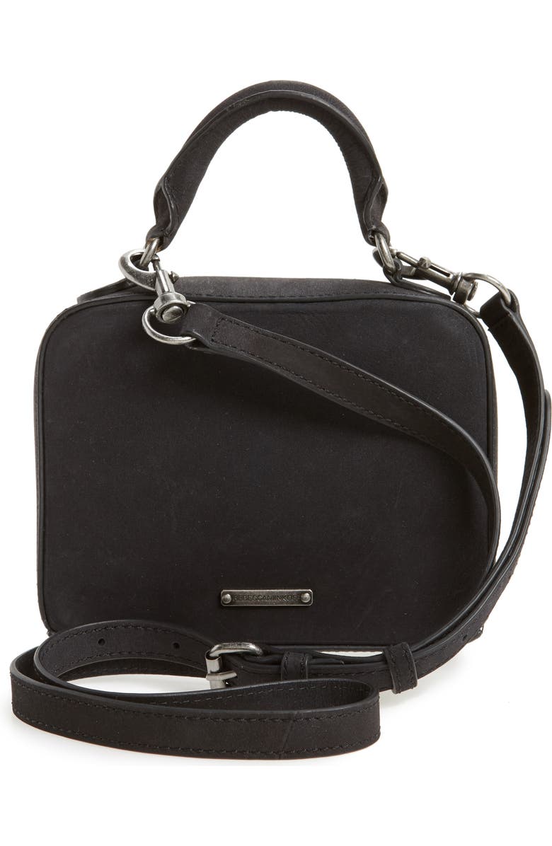 Rebecca Minkoff Embellished Box Leather Crossbody Bag, Alternate, color,