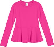 CITY THREADS Girls Soft Cotton Long Sleeve Peplum Tee