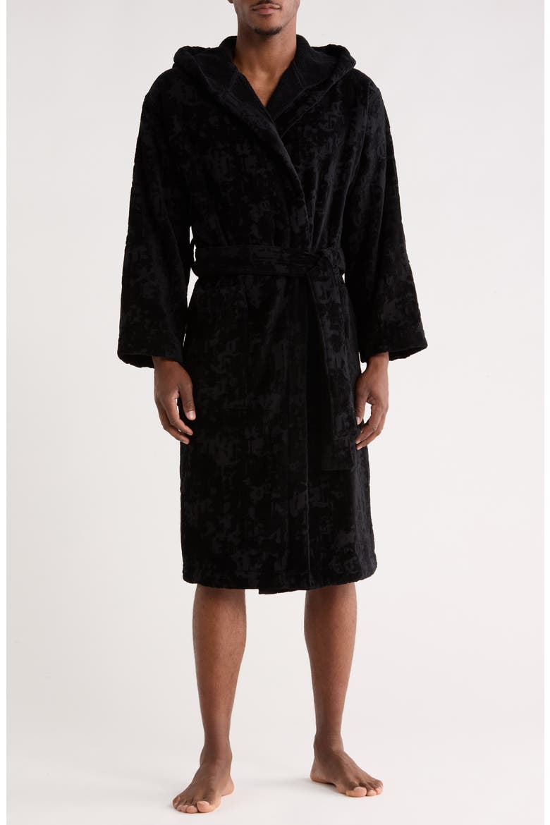 Gothic Terry Bathrobe, Main, color, BLACK