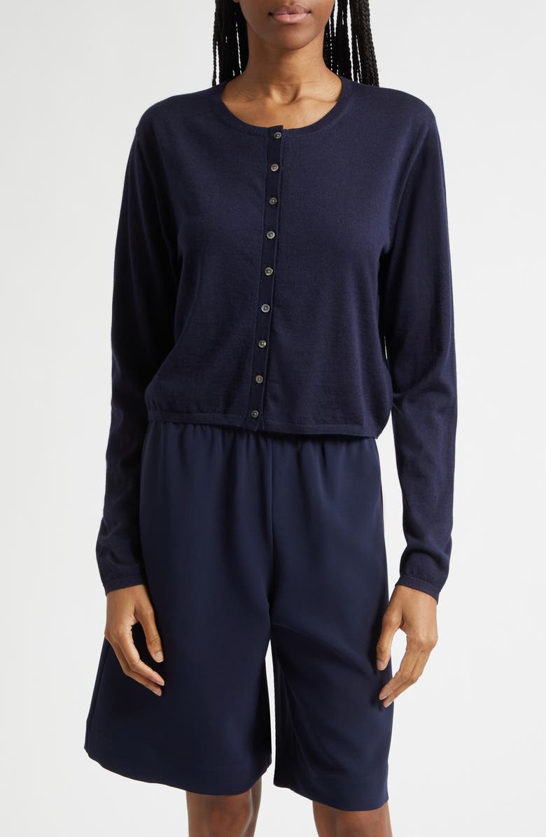 LESET James Merino Wool Crewneck Cardigan, Main, color, Midnight