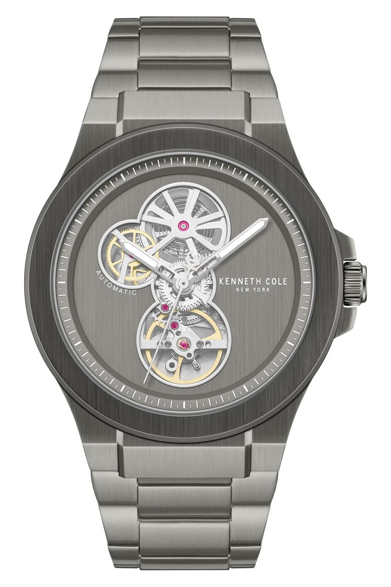 Grove Open Heart Automatic Watch, 43mm, Main, color, DARK GRAY / GUN