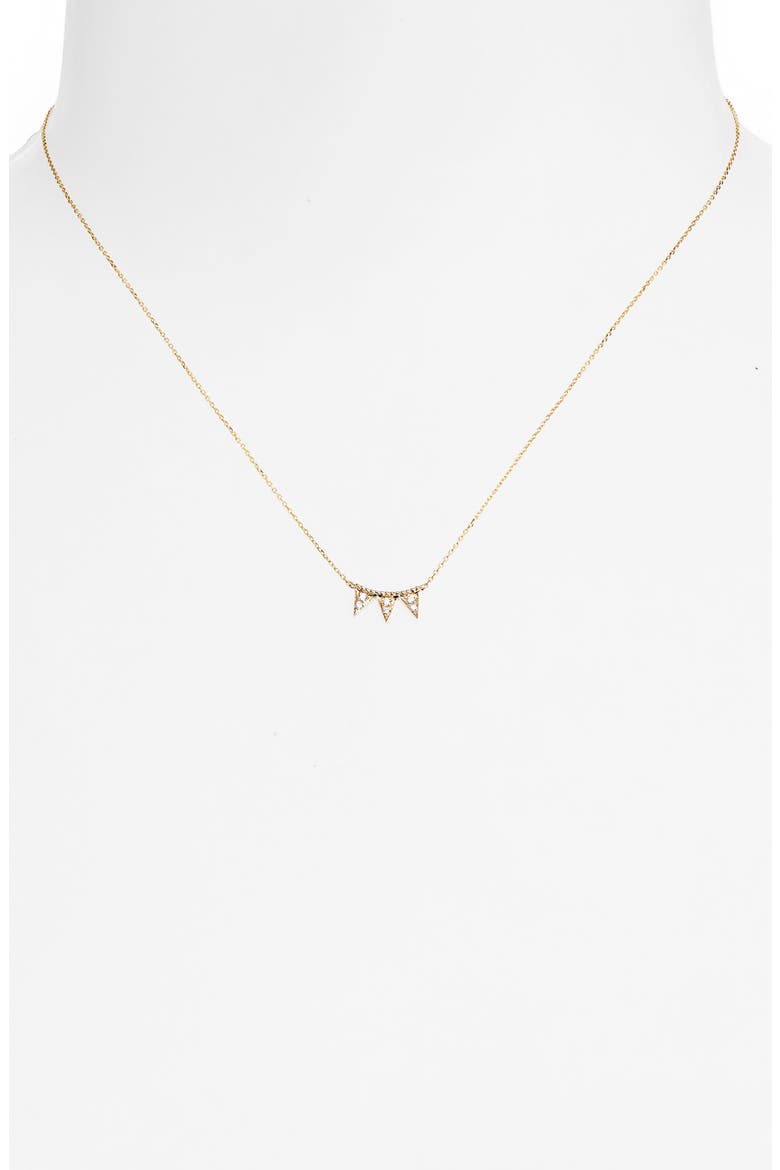 Emily Sarah Triple Triangle Diamond Necklace, Alternate, color, YELLOW GOLD