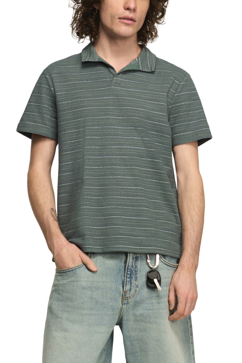 Johnny Collar Stripe Cotton Blend Polo, Main, color, GREEN/ BLUE MULTI