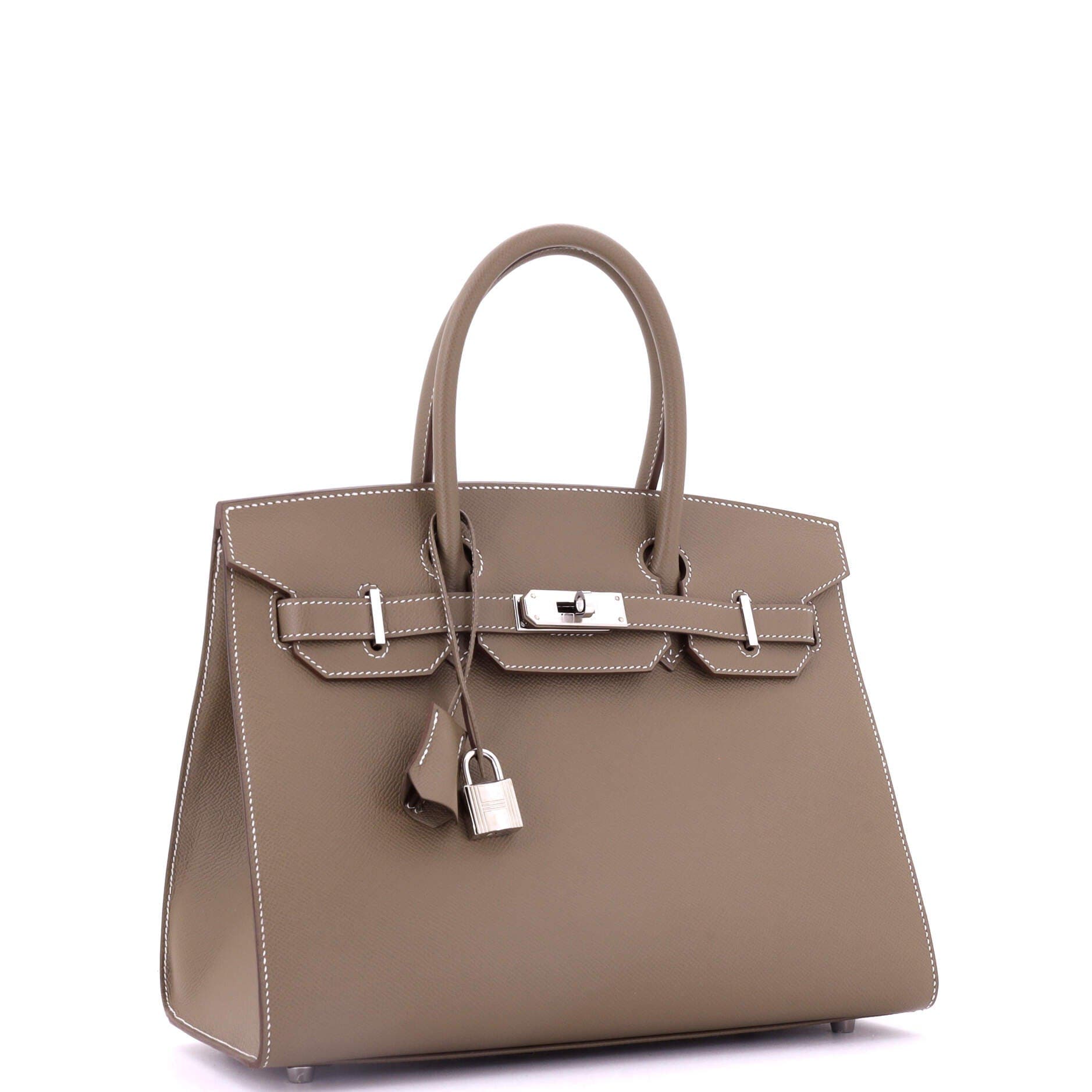 Pre-Owned Hermes Birkin Sellier Bag Grey Epsom with Palladium Hardware 30, Alternate, color, 