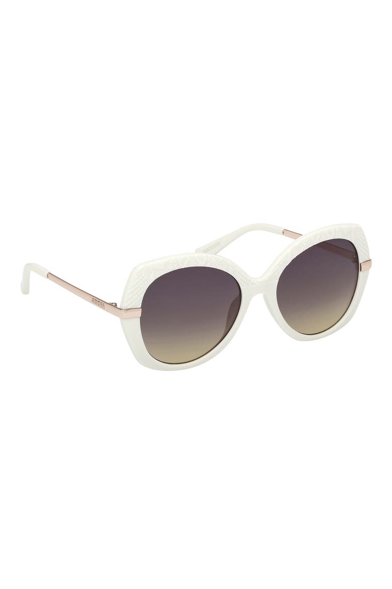 Round Sunglasses, Alternate, color, WHITE / GRADIENT SMOKE