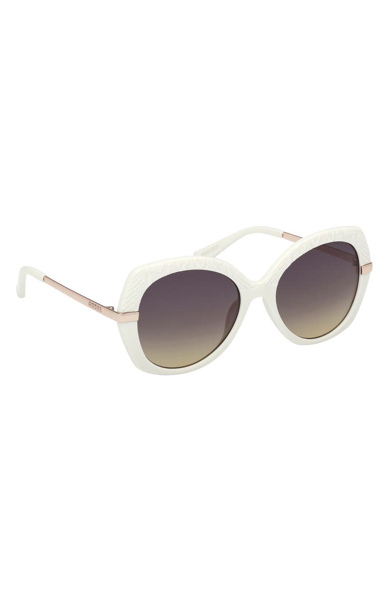 GUESS Round Sunglasses, Alternate, color, White / Gradient Smoke
