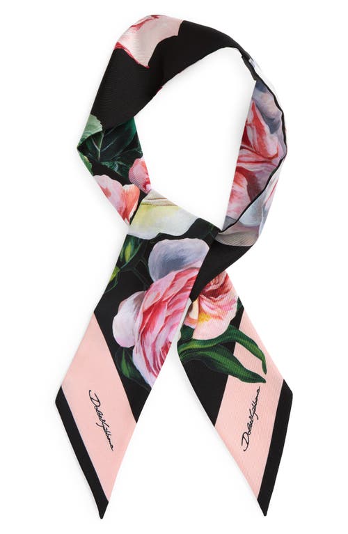 DOLCE & GABBANA DOLCE&GABBANA FLORAL SKINNY SILK SCARF