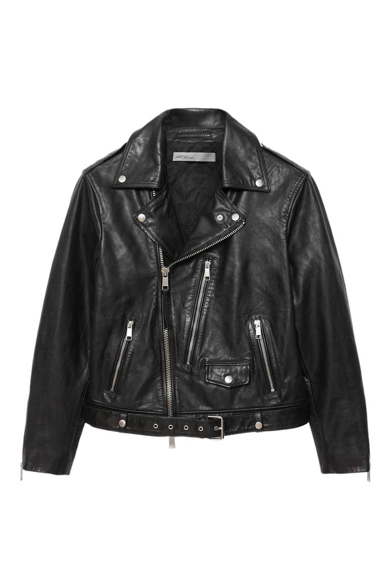 Neo Leather Biker Jacket, Alternate, color, BLACK