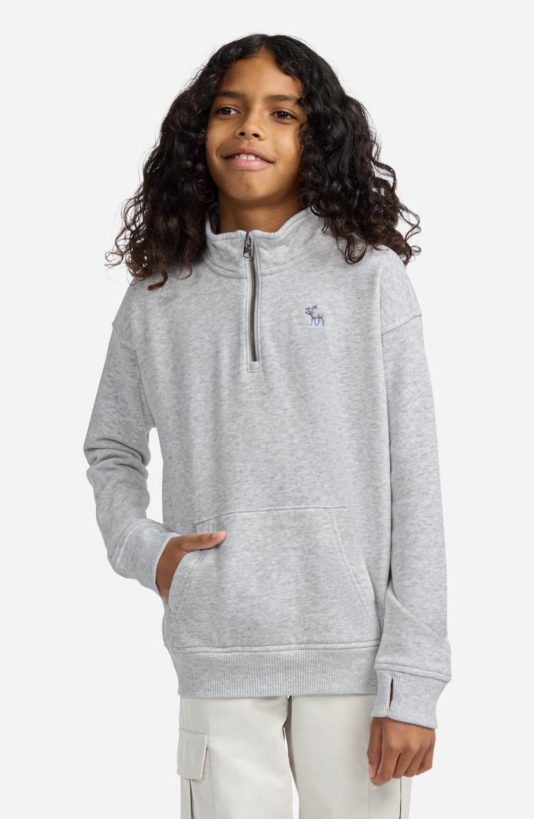 abercrombie kids Kids' Essential Quarter Zip Cotton Blend Sweatshirt, Alternate, color, Light Grey Heather