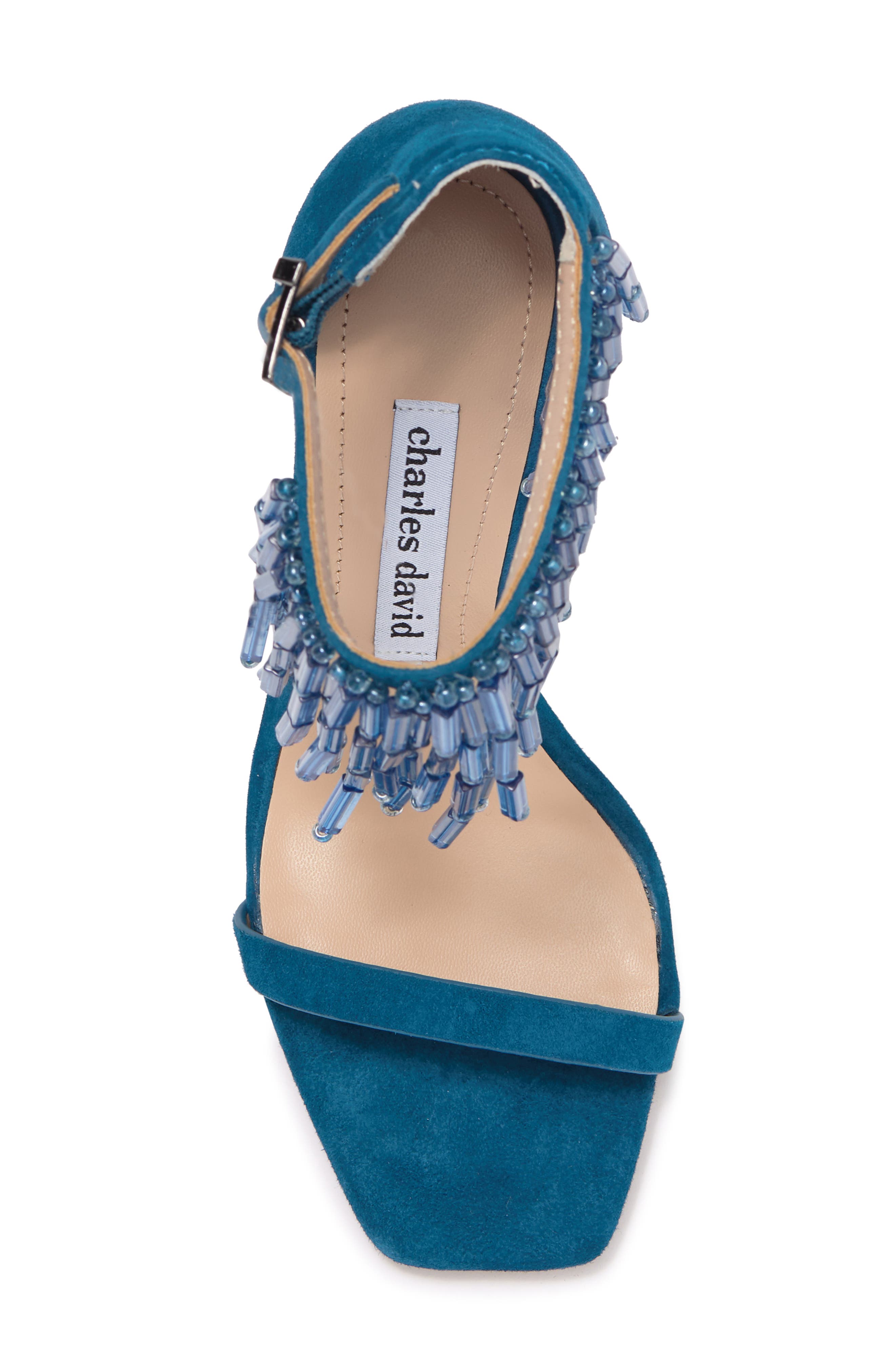 Enrich Beaded Fringe Sandal, Alternate, color, DEEP OCEAN SUEDE W/ BEADING