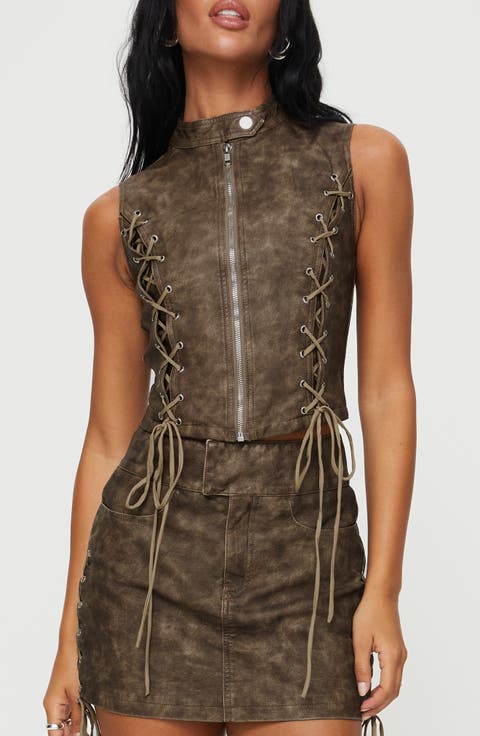 Ceejay Faux Leather Top
