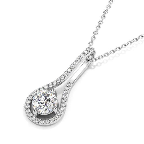 Bliss Diamond 1 1/10ct Tw Diamond Halo Drop Pendant 14k Gold Necklace Lab Grown 1" Tall In Silver