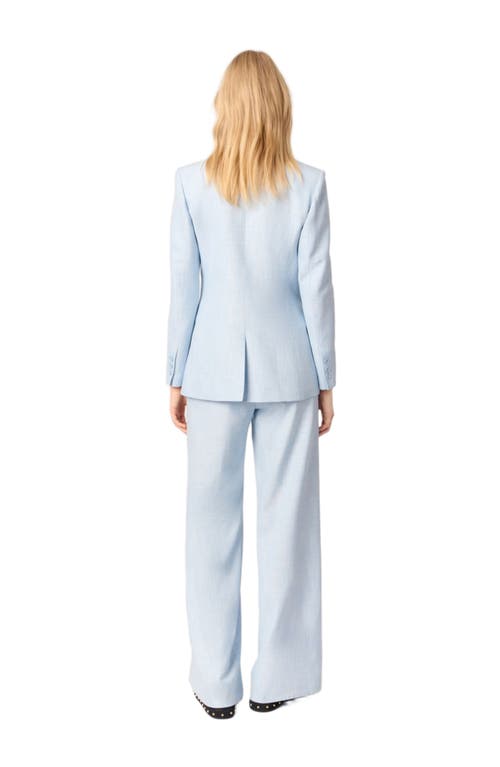Maje Womens Double-breasted Peak-lapel Stretch-woven Blazer Bleus In Blue Sky