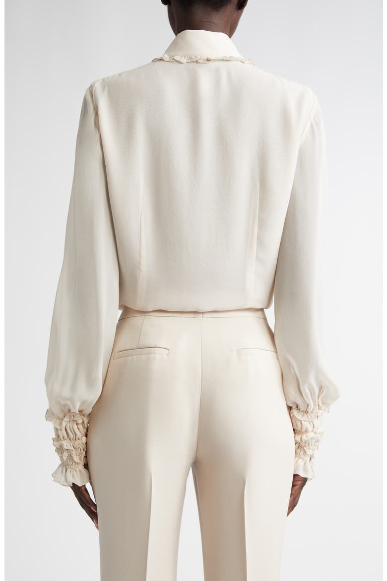 Balloon Sleeve Silk Georgette Shirt, Alternate, color, PEARL