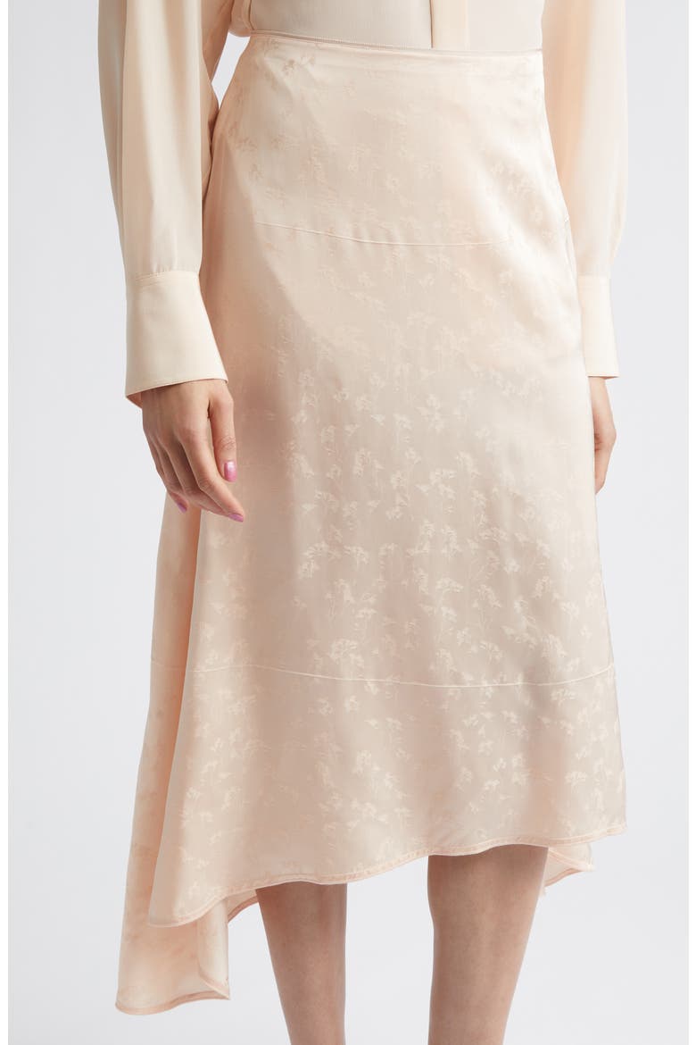 Floral Jacquard Asymmetric Satin Midi Skirt, Alternate, color, BLOSSOM