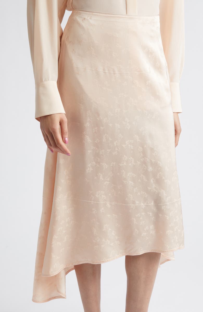 Victoria Beckham Floral Jacquard Asymmetric Satin Midi Skirt, Alternate, color, Blossom