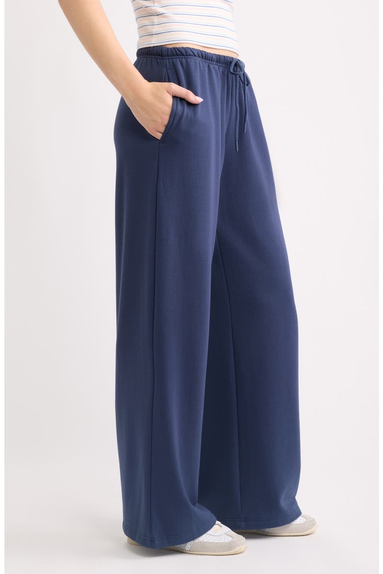 Narrow Waistband Baggy Wide Leg Sweatpants, Alternate, color, NAVY INDIGO