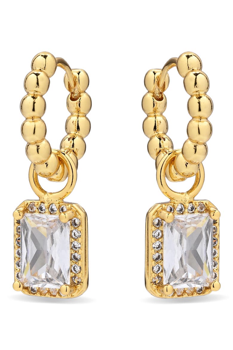 Starlit Promise Set of 3 Drop Charm Huggie Hoop Earrings, Alternate, color, GOLD