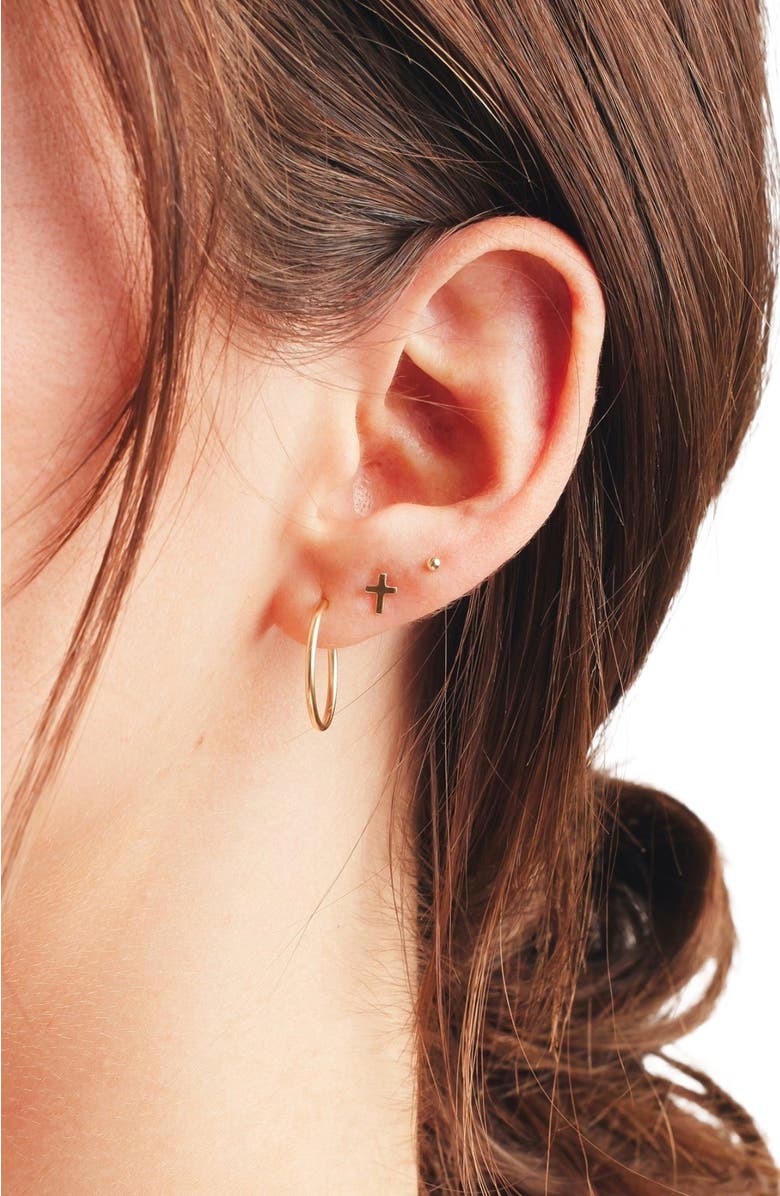 MADE BY MARY 14k Cross Stud Earring, Alternate, color, 14K Solid Gold - Pair