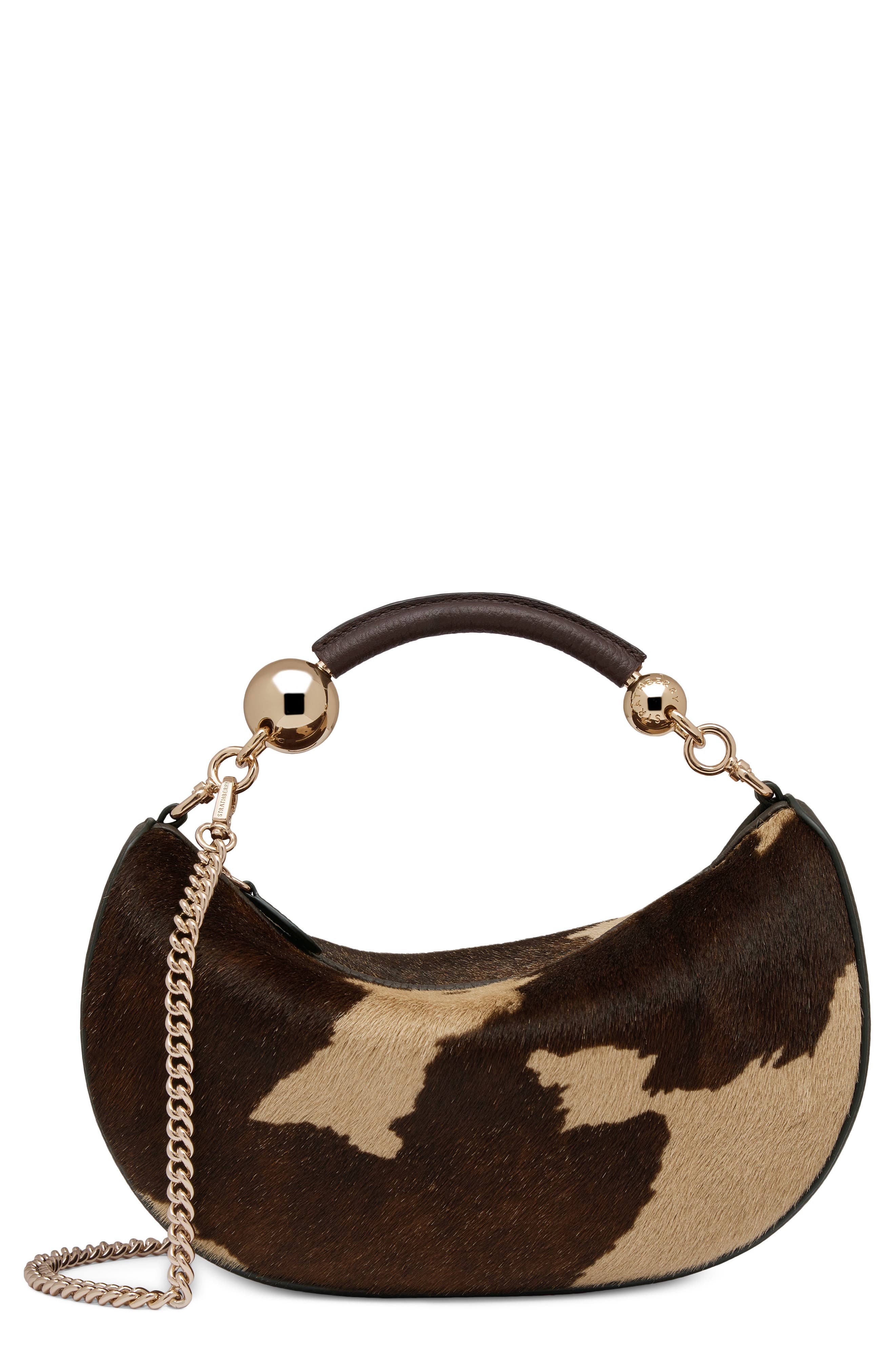 Mini Crescent Moon Genuine Calf Hair Shoulder Bag, Main, color, PRINTED SPOT