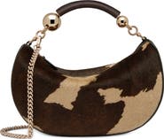 Strathberry Mini Crescent Moon Genuine Calf Hair Shoulder Bag