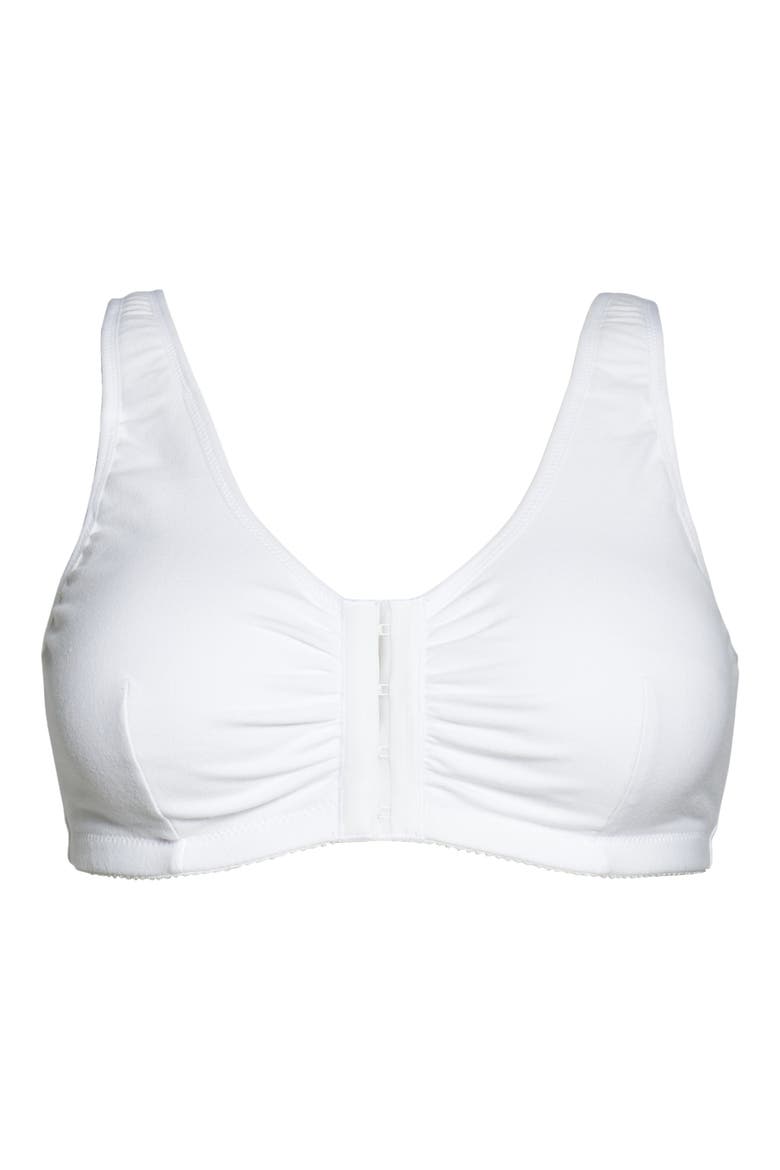Fleur Front Clasp Wireless Leisure Bra, Alternate, color, WHITE